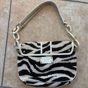 kate spade Zebra-Print Shoulder Bag in Black & White with Gold Hardware